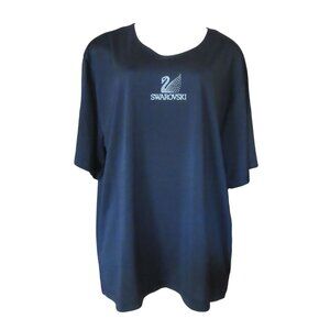 Vintage Swarovski Black Shirt w Swan and Crystals in Size 2X or 50